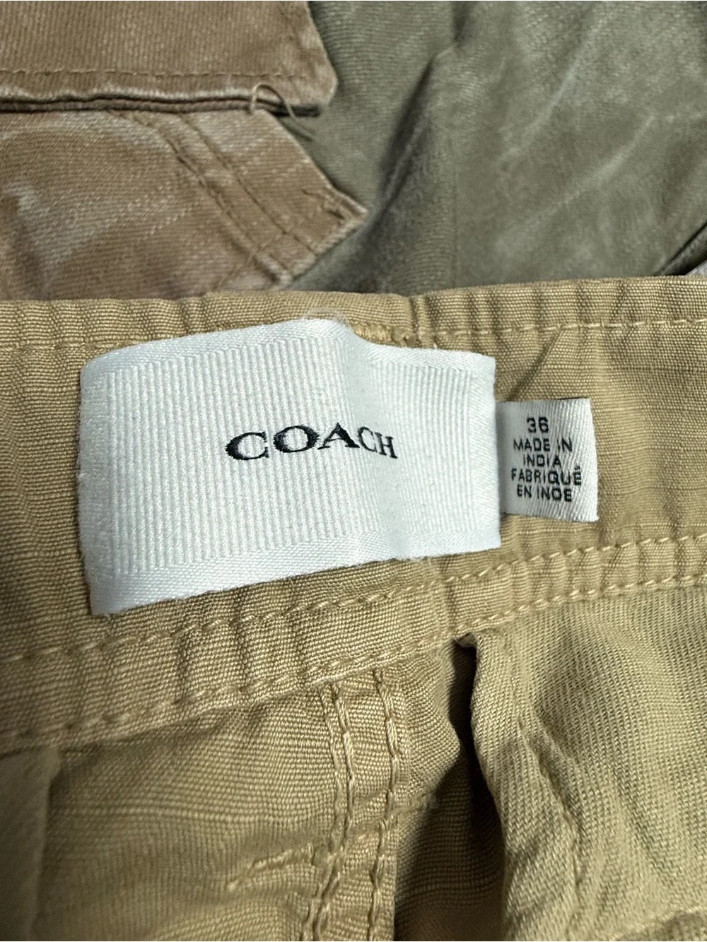 Coach Men's Khaki Cargo Pants with Flap Pockets